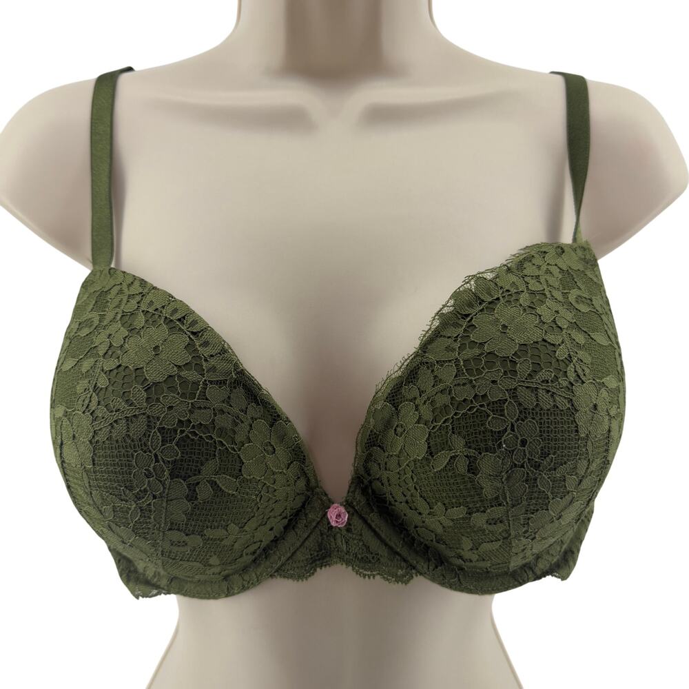 Victoria's Secret Dream Angels Lace Push Up Bra Woodland Green 36D